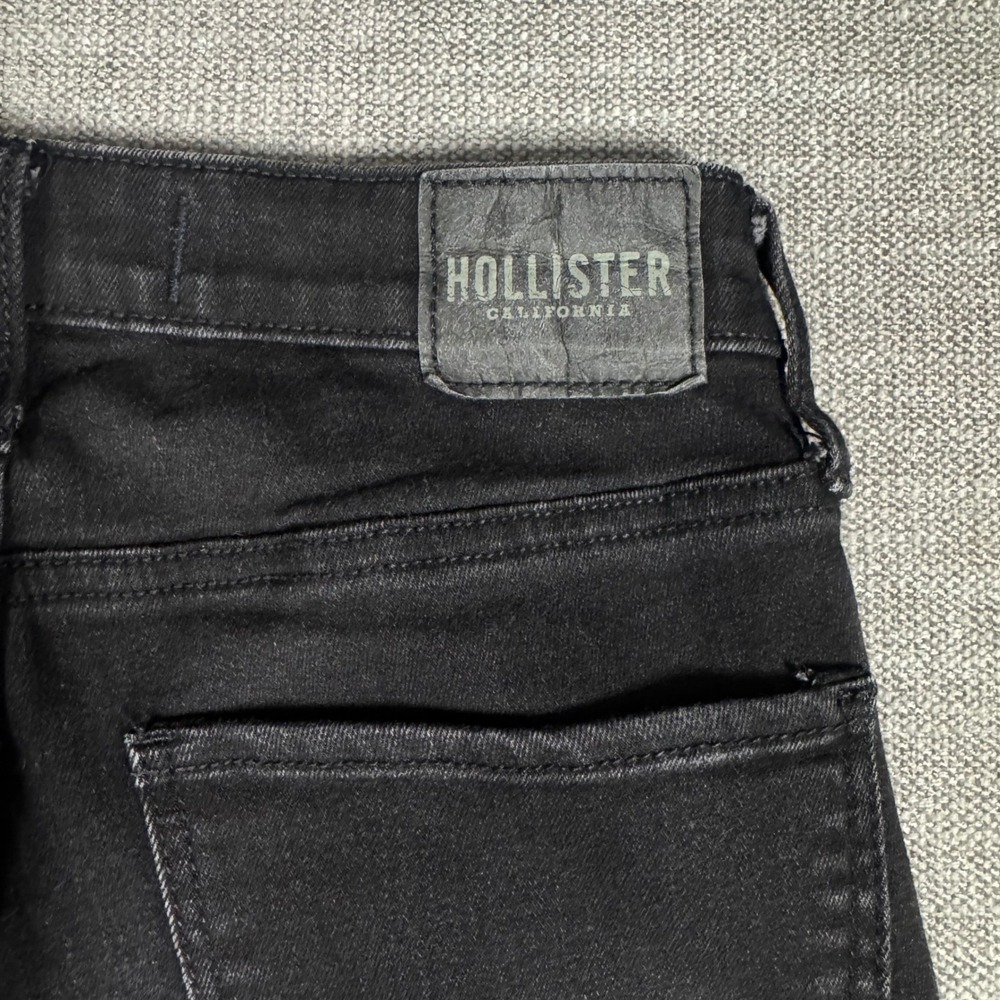 Hollister High Rise Flare Jeans Black Slit Hem Stretch Denim‎ W27 L29 - Picture 10 of 10